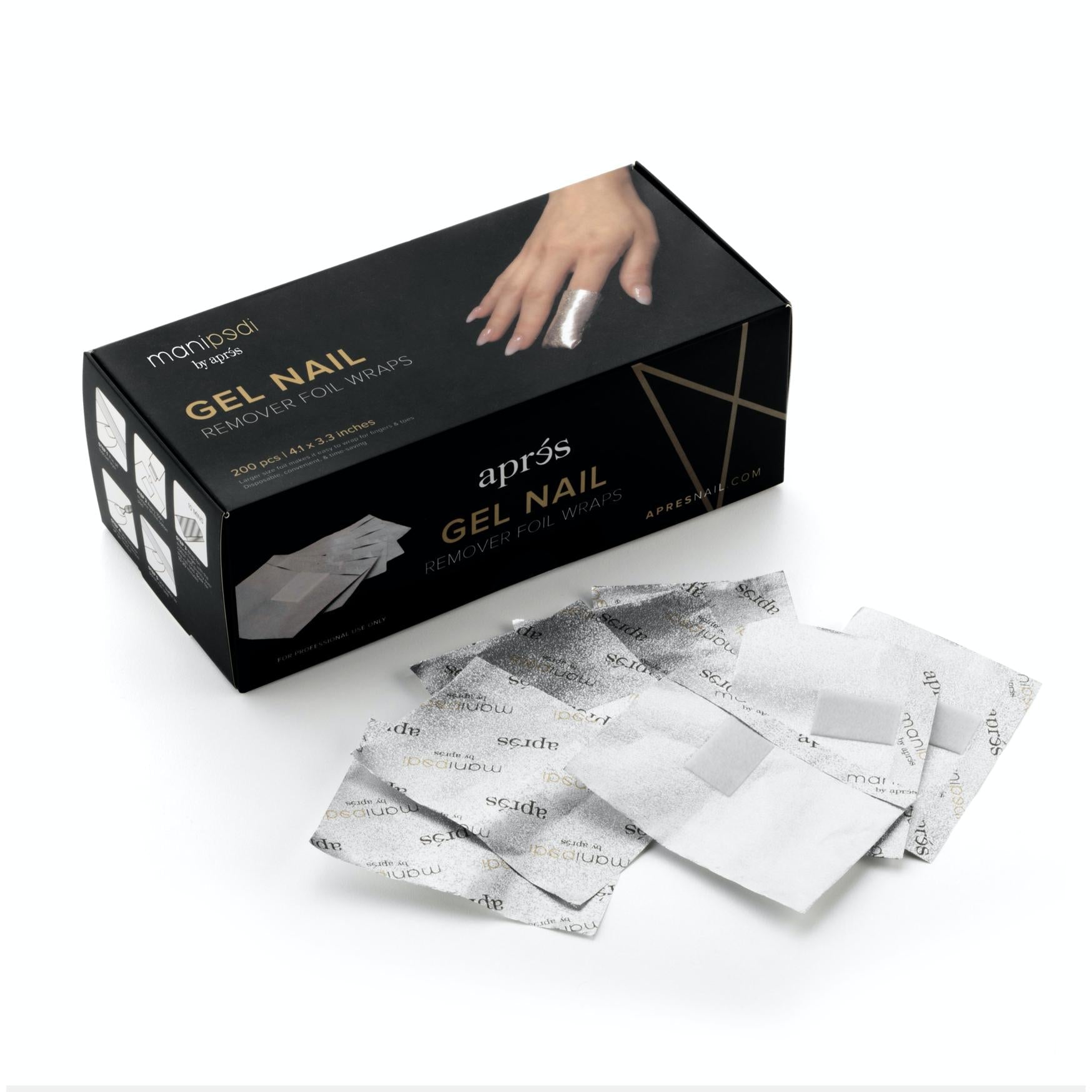 Apres Aprés Nail Foil Remover Wraps - 200Pcs Professional Nail Art Foil Remover Kit for Gel Polish Removal | Perfect for Salon, Home Manicure & DIY Nail Care