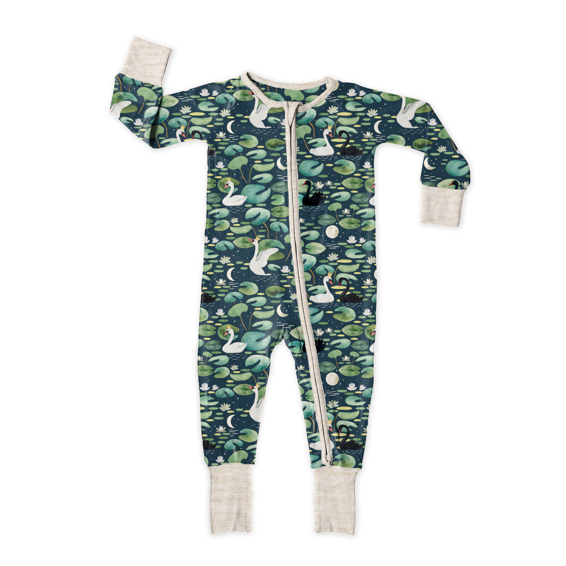 Swan Lake Baby Zip Romper - Soft & Stylish One-Piece Outfit for Girls & Boys | Perfect for Playdates, Parties & Photo Shoots
