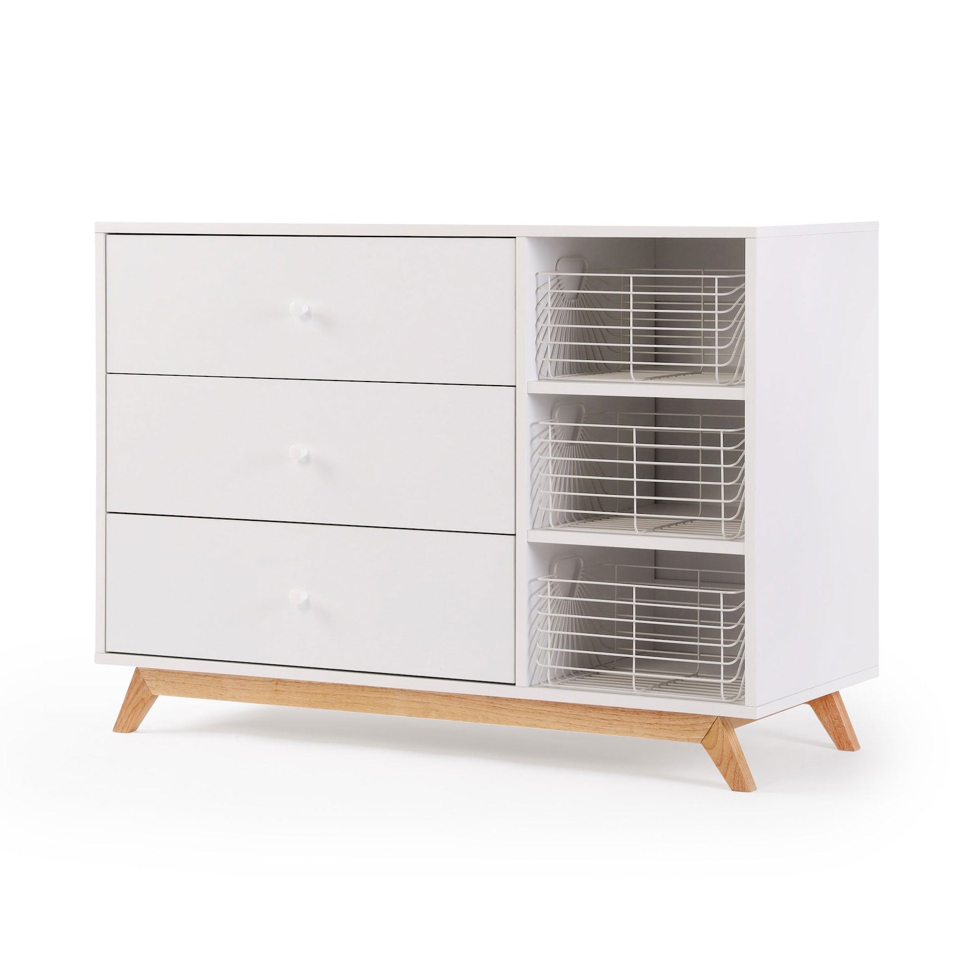 Modern 3-Drawer Dresser for Bedroom - Solid Wood Chest of Drawers with Smooth Gliding, Compact Storage Organizer for Clothes, Home & Office Use