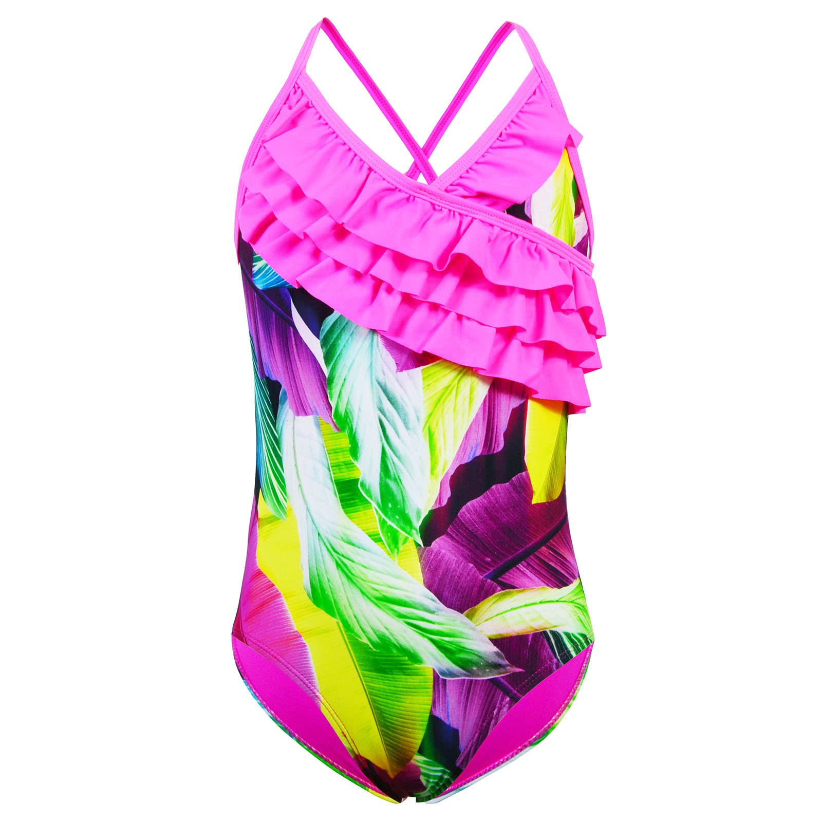 **Kauego Girls One Piece Swimsuits - Hawaiian Ruffle Swimwear for Kids, Beach & Pool Bathing Suit | Perfect for Summer Vacations, Water Parks & Family Outings**