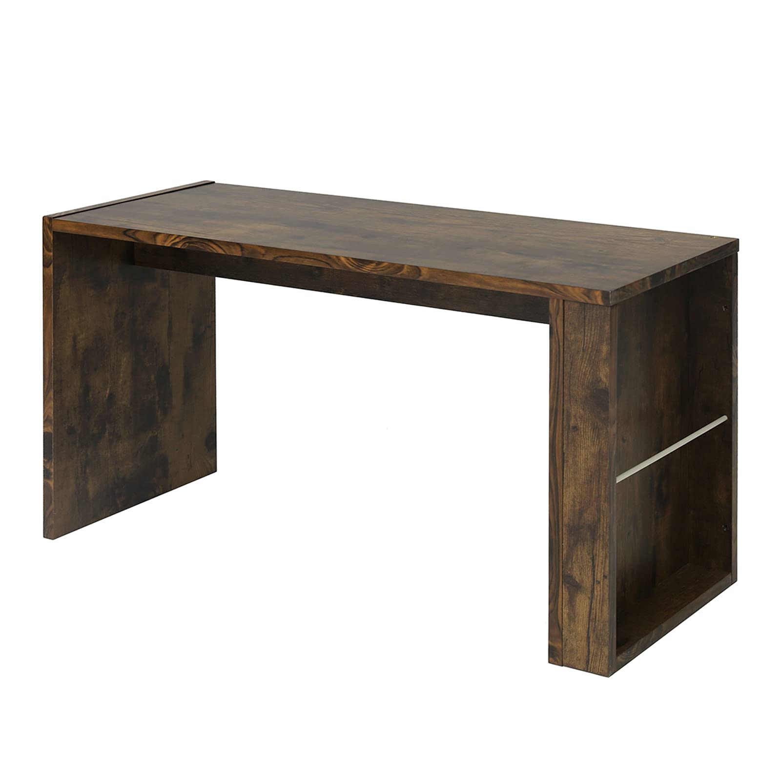 SuoANI Industrial Wooden Coffee Table with Side Shelves - Rustic End Table, Sofa Side Table for Living Room, Bedroom, Office - Perfect for Coffee, Books & Decor Display