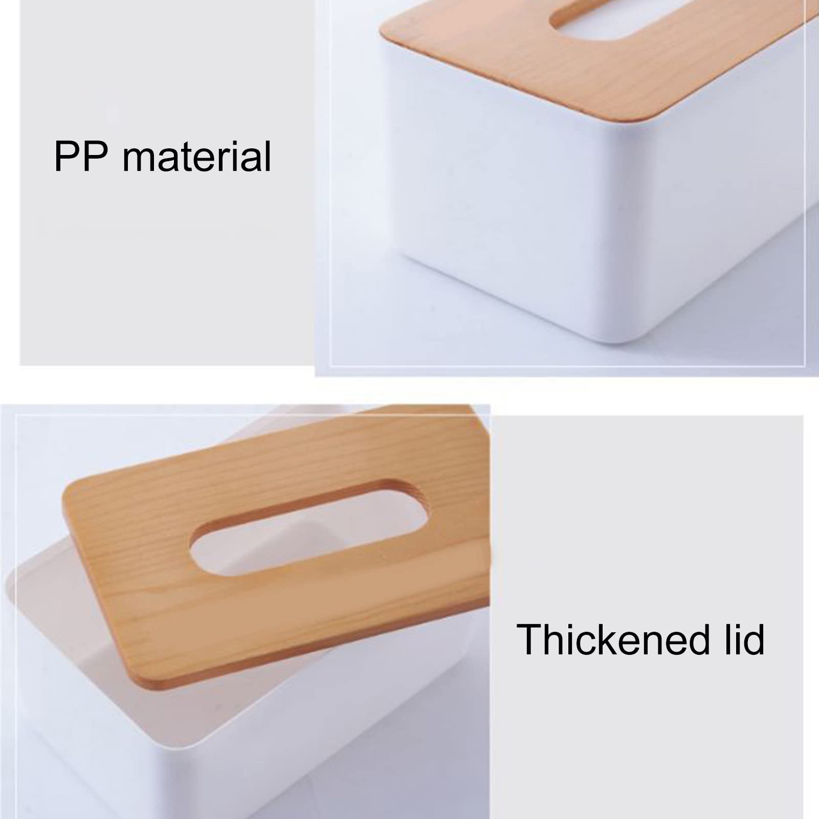 Premium Wooden Tissue Box Cover - Large Square Disposable Paper Facial Tissue Holder for Bathroom, Kitchen, Office & Living Room - White Wooden Tissue Dispenser for Home Decor & Organization