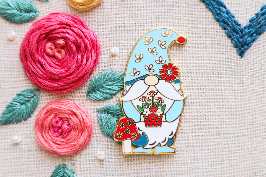 Flamingo Toes Spring Gnome Needle Minder - Magnetic Pin Holder for Sewing, Quilting & Embroidery - Perfect for Crafters & DIY Enthusiasts