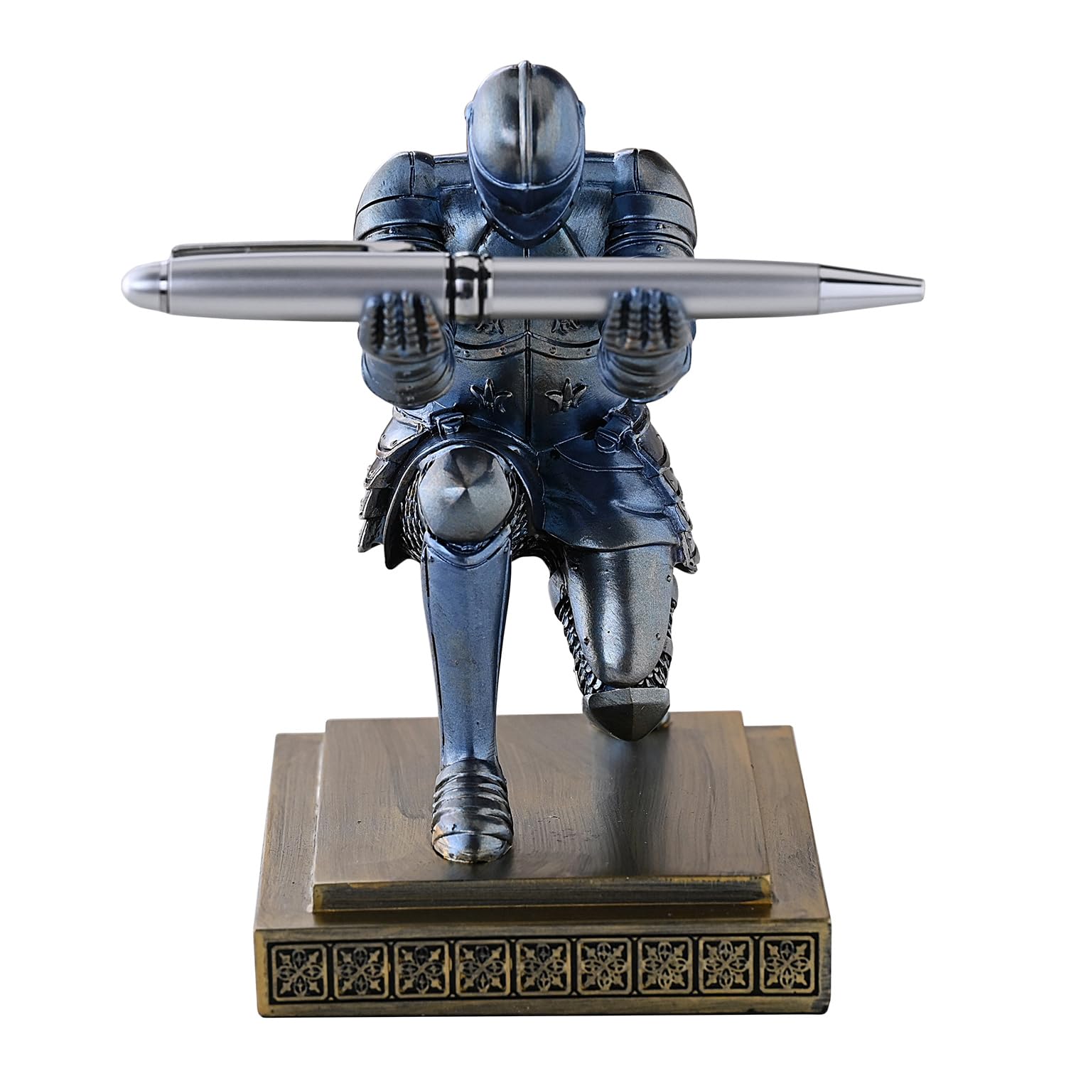 Knight Pen Holder - Resin Desk Organizer with Cool Pen, Office & Home Decor Gift (Blue) | Perfect for Workstation, Study Table & Gamer Setup