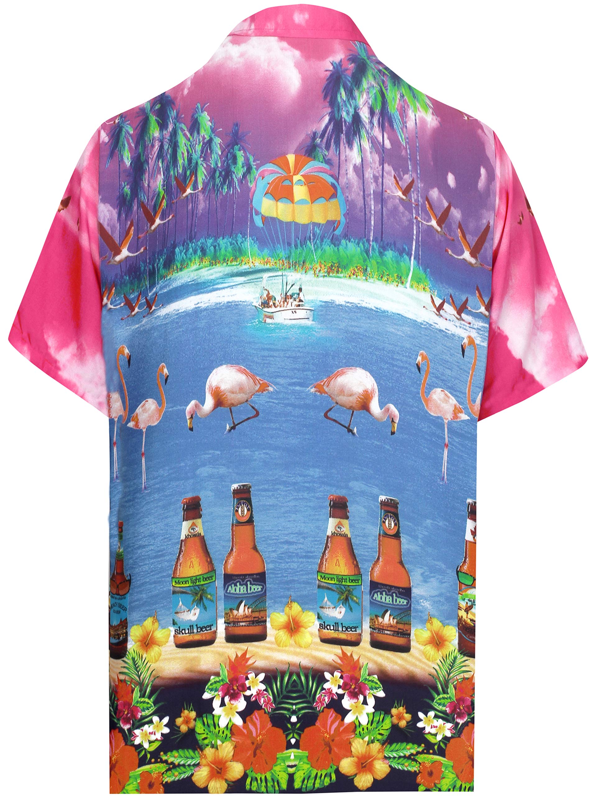 Happy Bay Men's Hawaiian Shirt - Tropical Floral Print Short Sleeve Button Up Shirt for Beach Vacation, Summer Party & Casual Wear