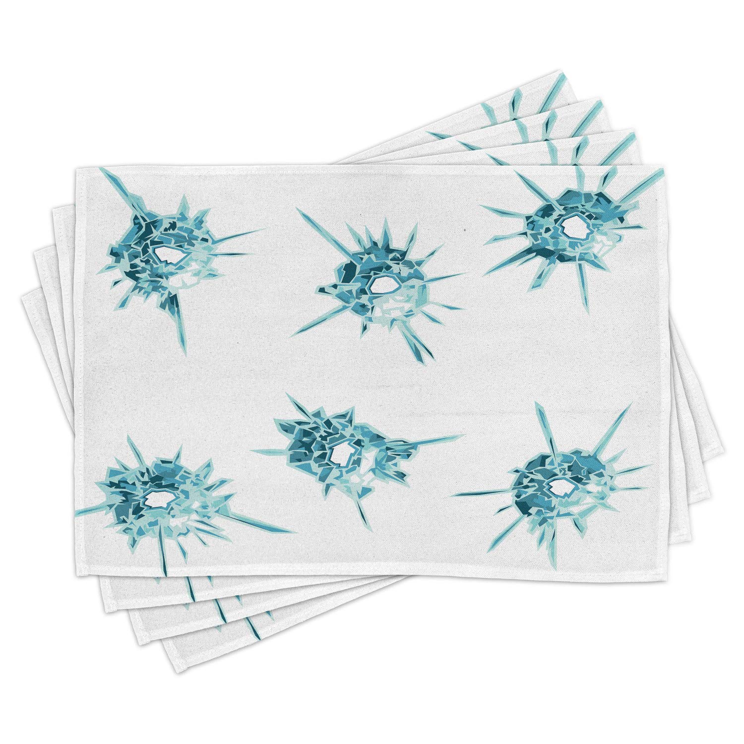 Ambesonne Modern Place Mats Set of 4 - Elegant Crystal Diamond Pattern Washable Fabric Placemats for Dining Table, Kitchen Decor in Teal Turquoise White | Perfect for Dinner Parties, Holiday Gatherings & Home Styling
