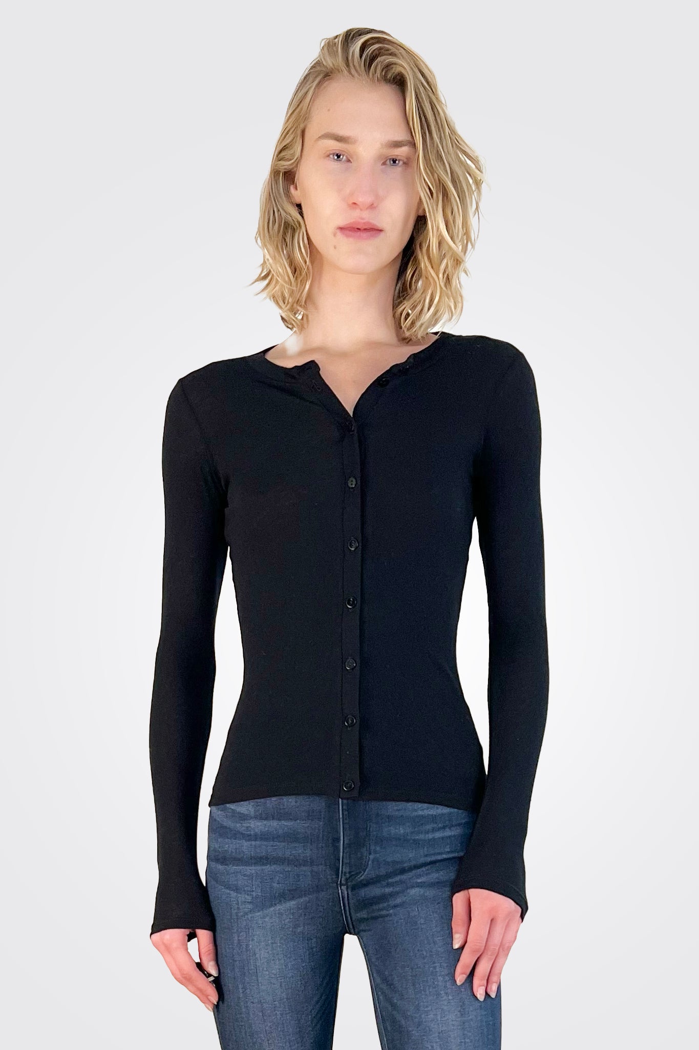 Luxury Cashmere Long Sleeve Cardigan Sweater for Women - Soft & Warm Black Winter Knitwear - Perfect for Office, Date Night & Cozy Evenings