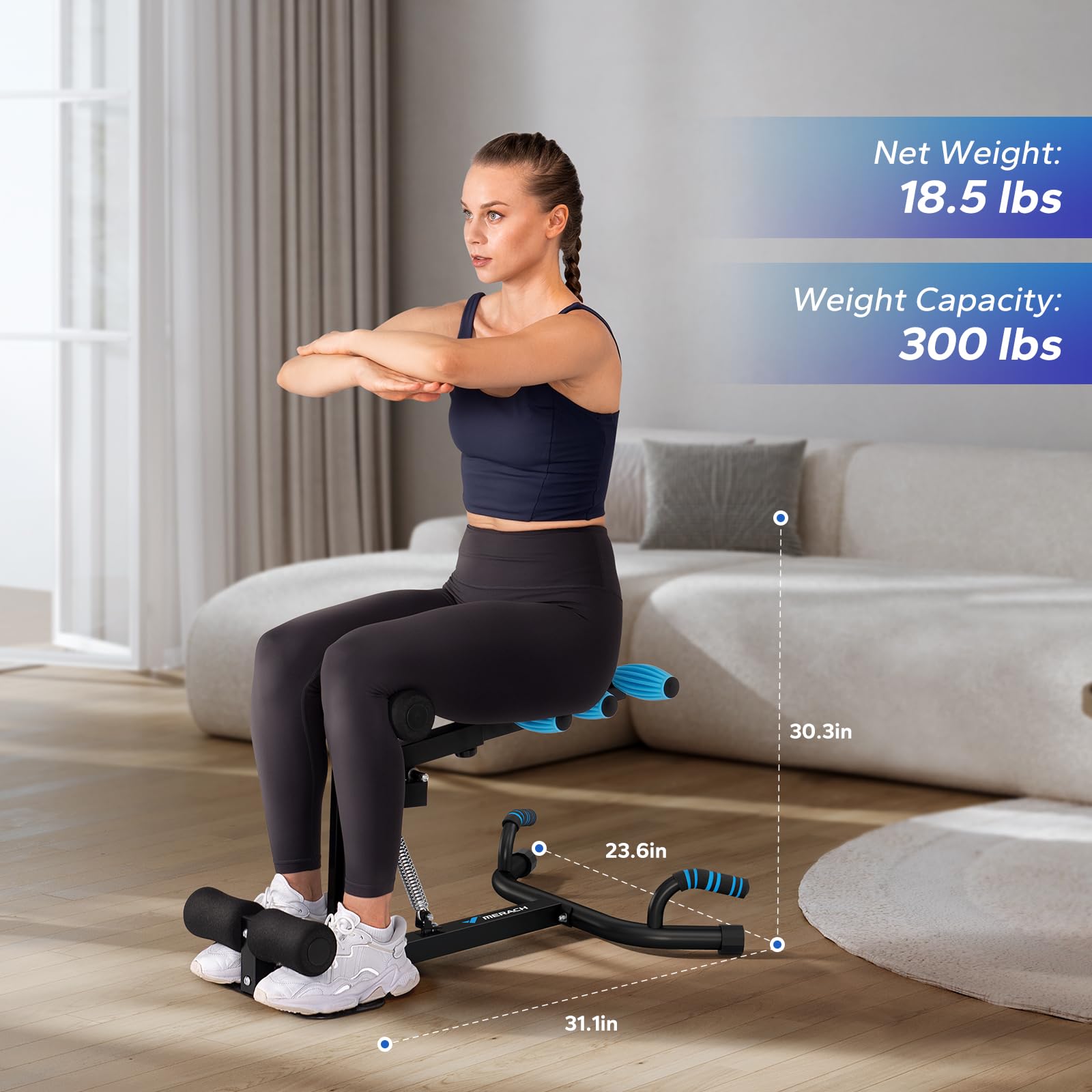 MERACH Adjustable Deep Squat Machine for Women - Glutes & Core Trainer, Leg Push Up Workout Equipment for Home Gym - Perfect for Toning, Strength Training & Home Fitness Routines