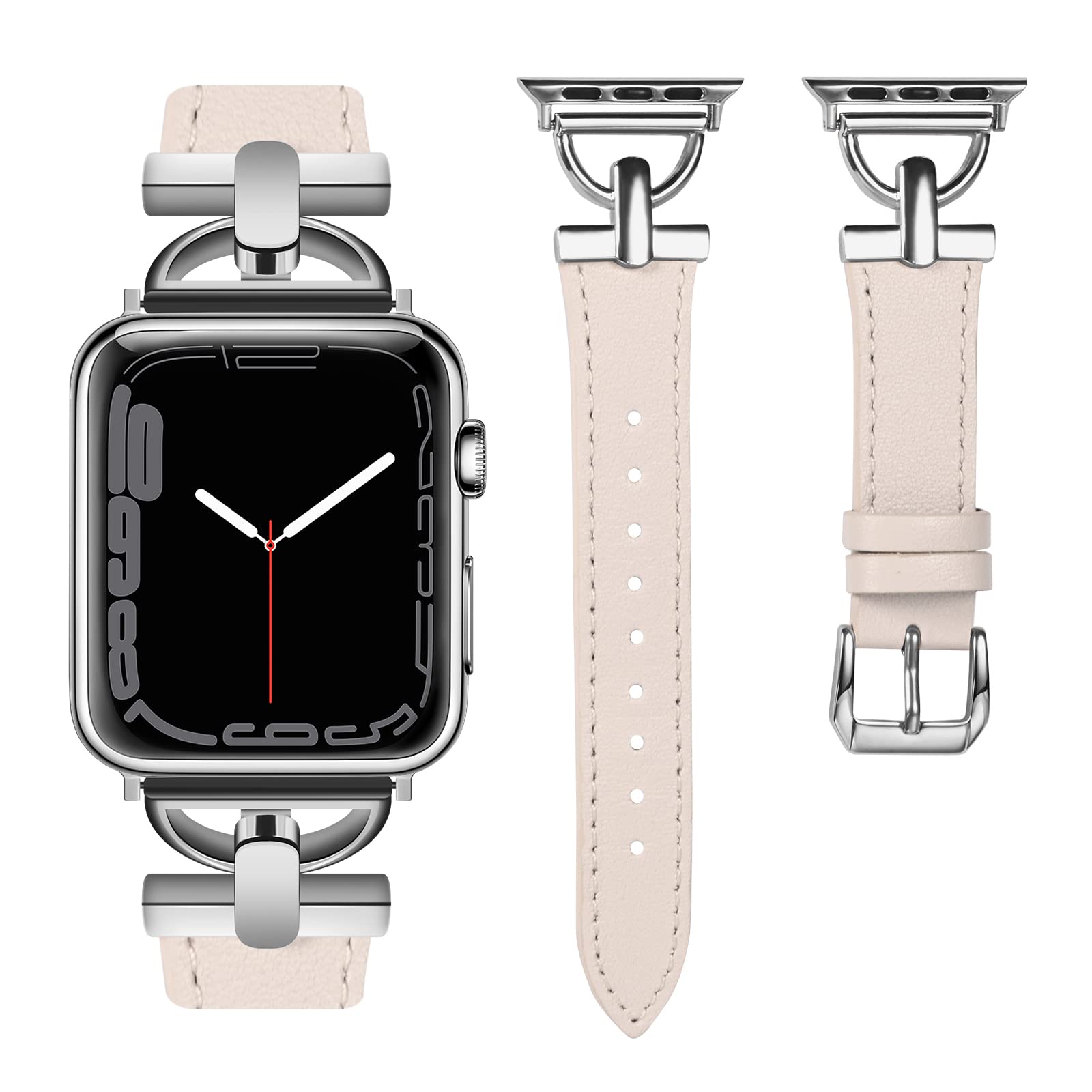 Premium Leather Band for Apple Watch - Compatible with Series 10/9/8/7/6/5/4/3/2/1/SE/Ultra (38mm-49mm) | Elegant Dressy Strap for Women & Men | Perfect for Business, Parties & Everyday Wear