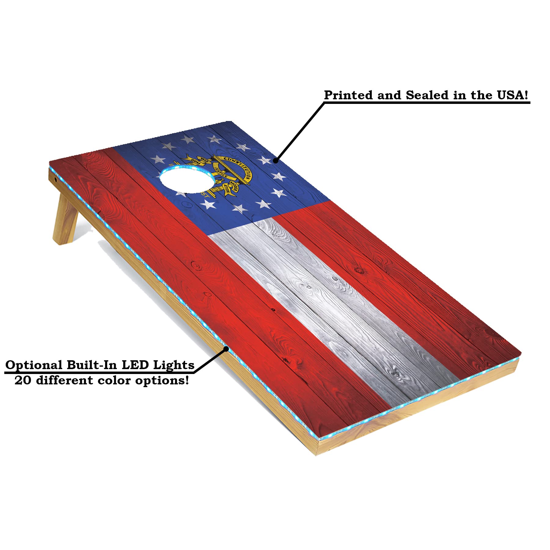 Premium Regulation Cornhole Boards Set with LED Lights - Includes 8 Bean Bags, Carrying Case & 4'x2' Cornhole Toss Game - Perfect for Tailgating, Backyard Parties & Outdoor Events