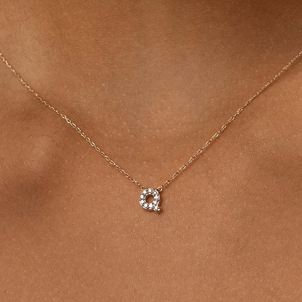 10k Gold Diamond Letter Q Necklace for Women - Elegant Initial Pendant Jewelry for Gifts, Birthdays & Special Occasions