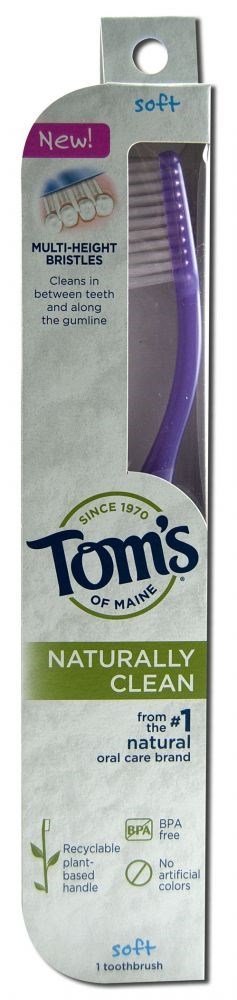 Tom's of Maine Naturally Clean Soft Toothbrush - 2 Pack | Eco-Friendly, BPA-Free for Sensitive Teeth & Gums | Perfect for Travel, Home & Office Use