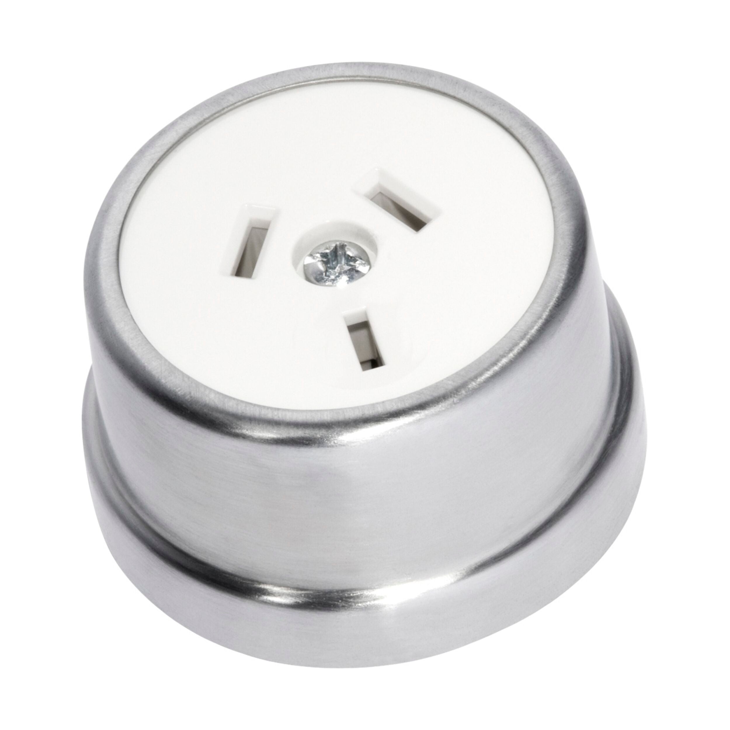 5525 Socket Traditional White Mechanism Satin Chrome D50xP30mm - Electrical Outlet for Home, Office, and Commercial Use