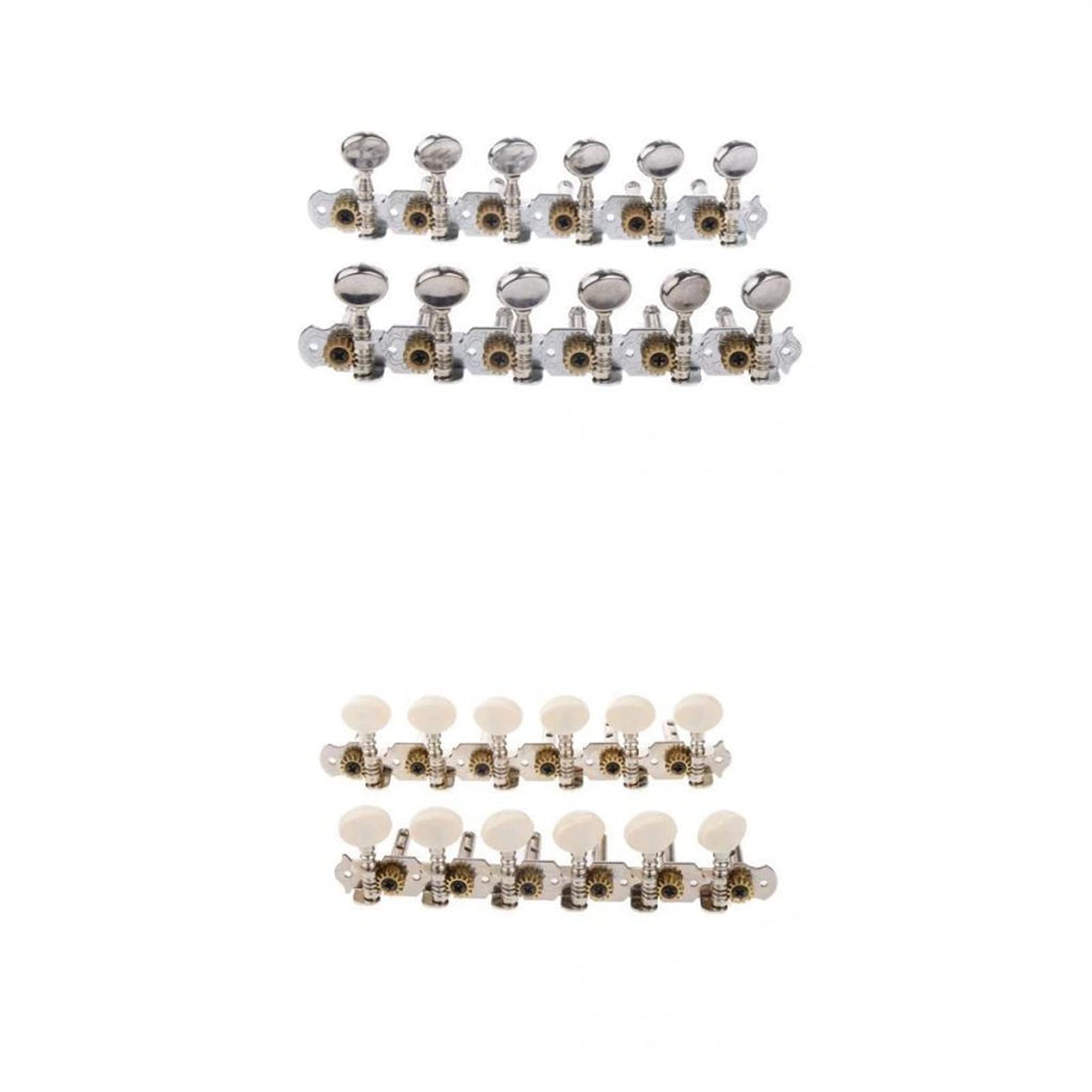 Premium 6L 6R Guitar Tuning Pegs - Silver Machine Heads Tuners for 12 String Acoustic Guitar | Perfect for String Replacement & Instrument Maintenance | Ideal for Musicians, Guitar Techs & DIY Repairs