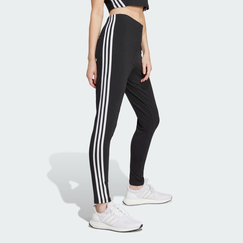 Adidas Women's Future Icons 3 Stripes Black Tight Leggings - Workout, Yoga & Running Activewear