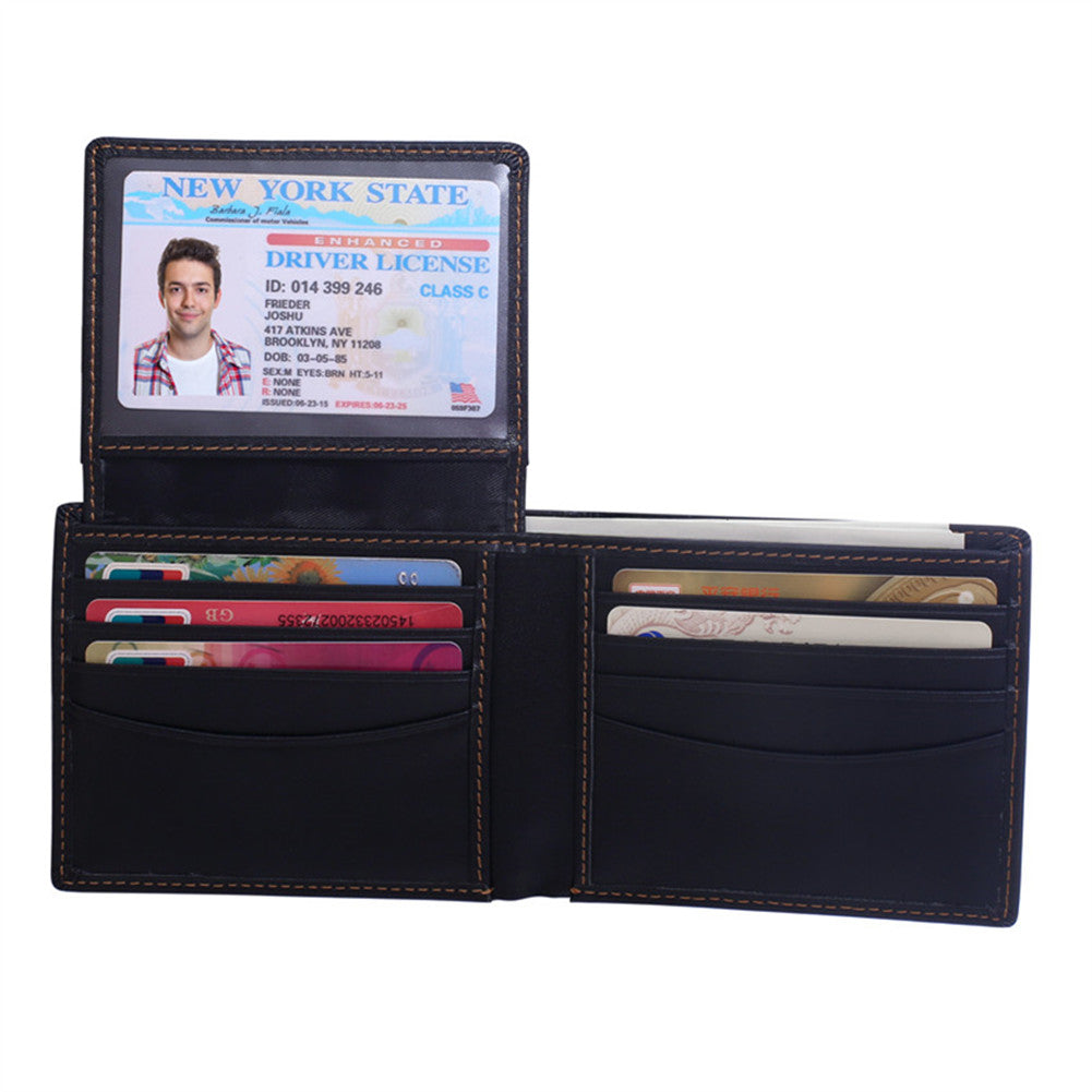 RFID Blocking Genuine Leather Bifold Wallet for Men - Slim Travel Wallet with ID Window & Credit Card Slots - Perfect Father's Day Gift & Everyday Carry