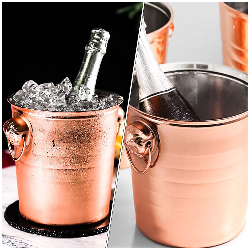 Premium Stainless Steel Ice Bucket for Cocktail Bar - Thickened Rose Gold Ice Storage Container with Scoop - Perfect for Home Bars, Parties, and Wedding Receptions