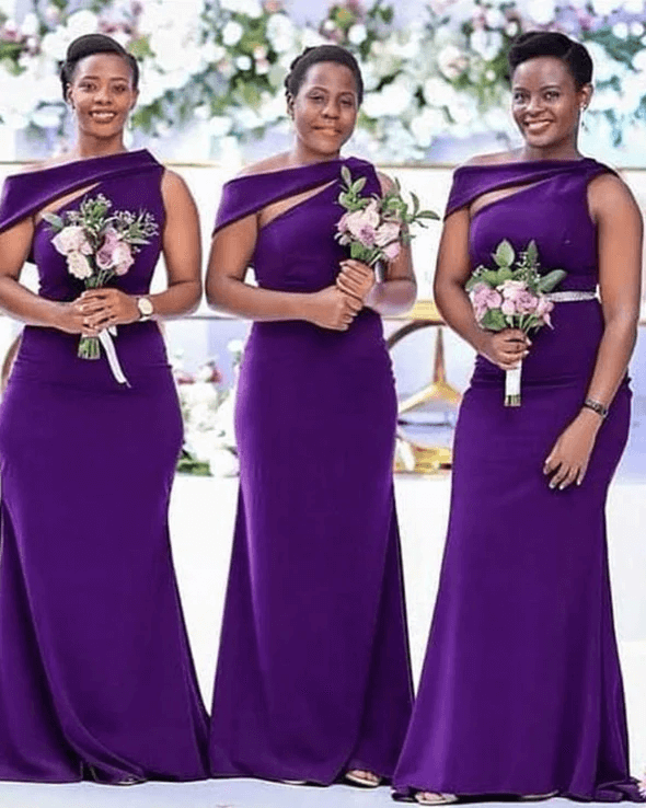Affordable Long Purple One Shoulder Bridesmaid Dress - Elegant Wedding Guest Gown for Formal Events & Special Occasions