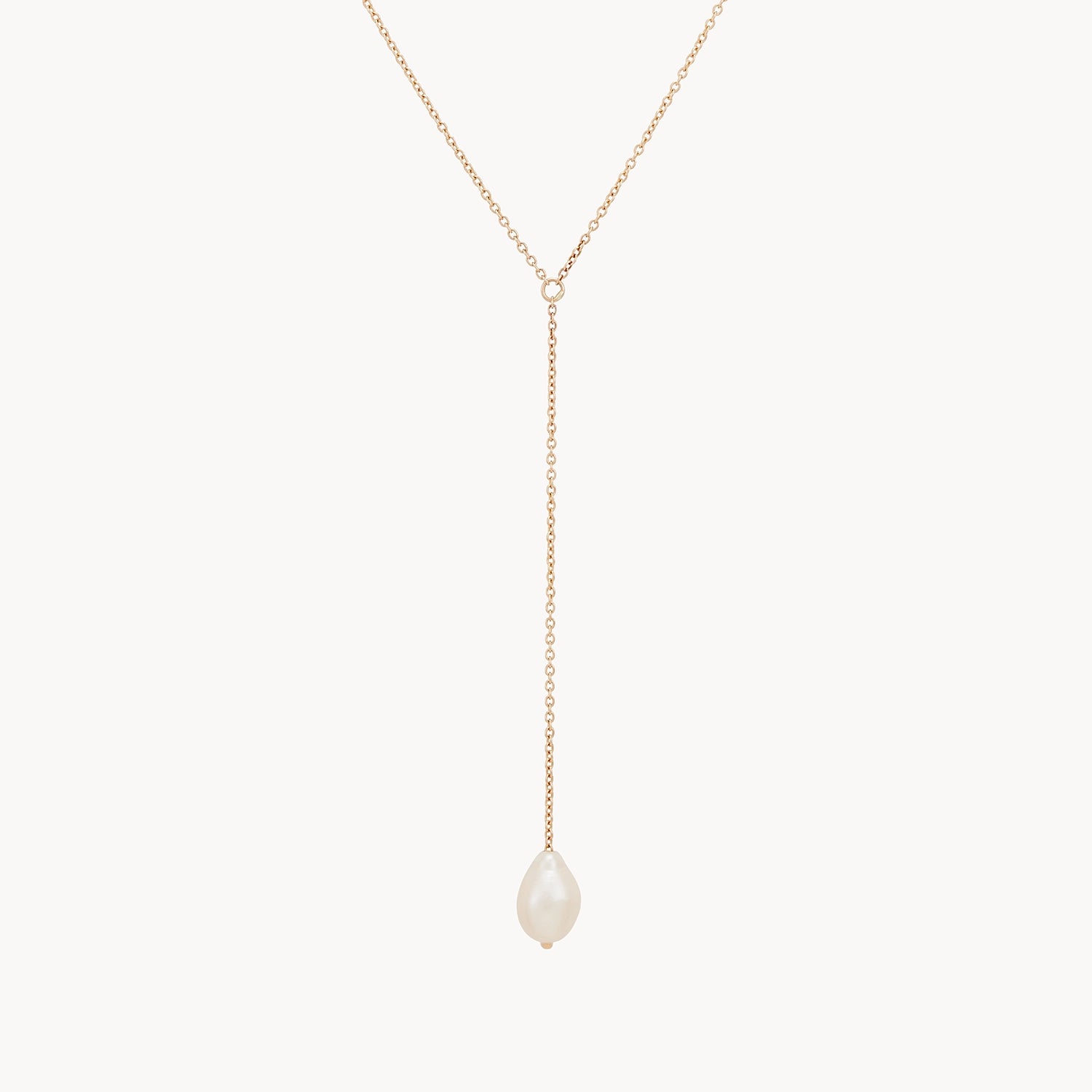 Sofia Perla Lariat Necklace - 14K Yellow Gold Pearl Necklace for Women, Elegant Layered Jewelry for Wedding, Party & Everyday Wear