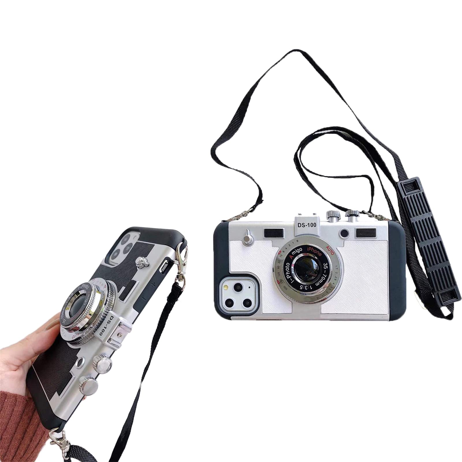 JMNJ Emily in Paris Vintage Phone Case for iPhone 12/12 Pro - Camera Protection Cover with Detachable Neck Strap | Perfect for Travel, Shopping & Daily Use