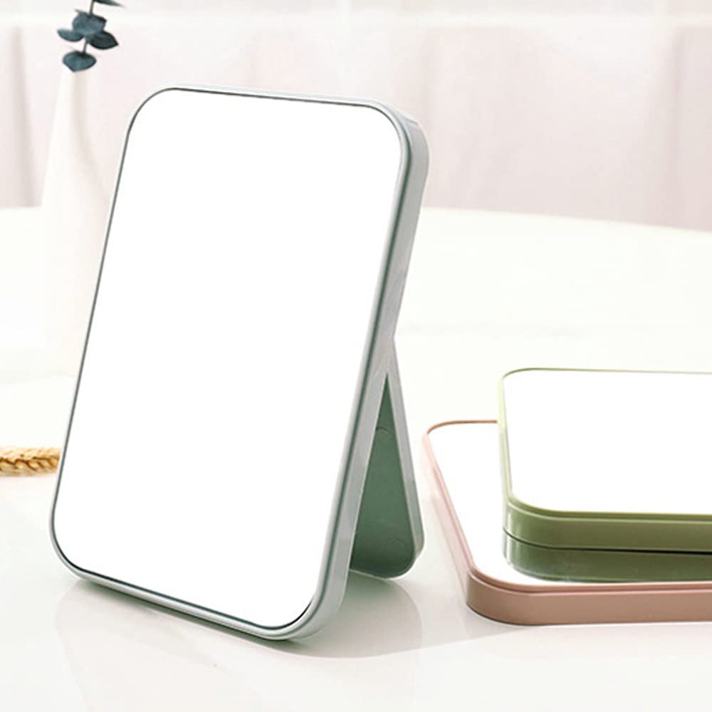 Leeonz Foldable Desktop Makeup Mirror with Stand - Portable Rectangle Vanity Mirror for Women & Girls, Perfect for Home, Travel & Dorm Room (Blue)