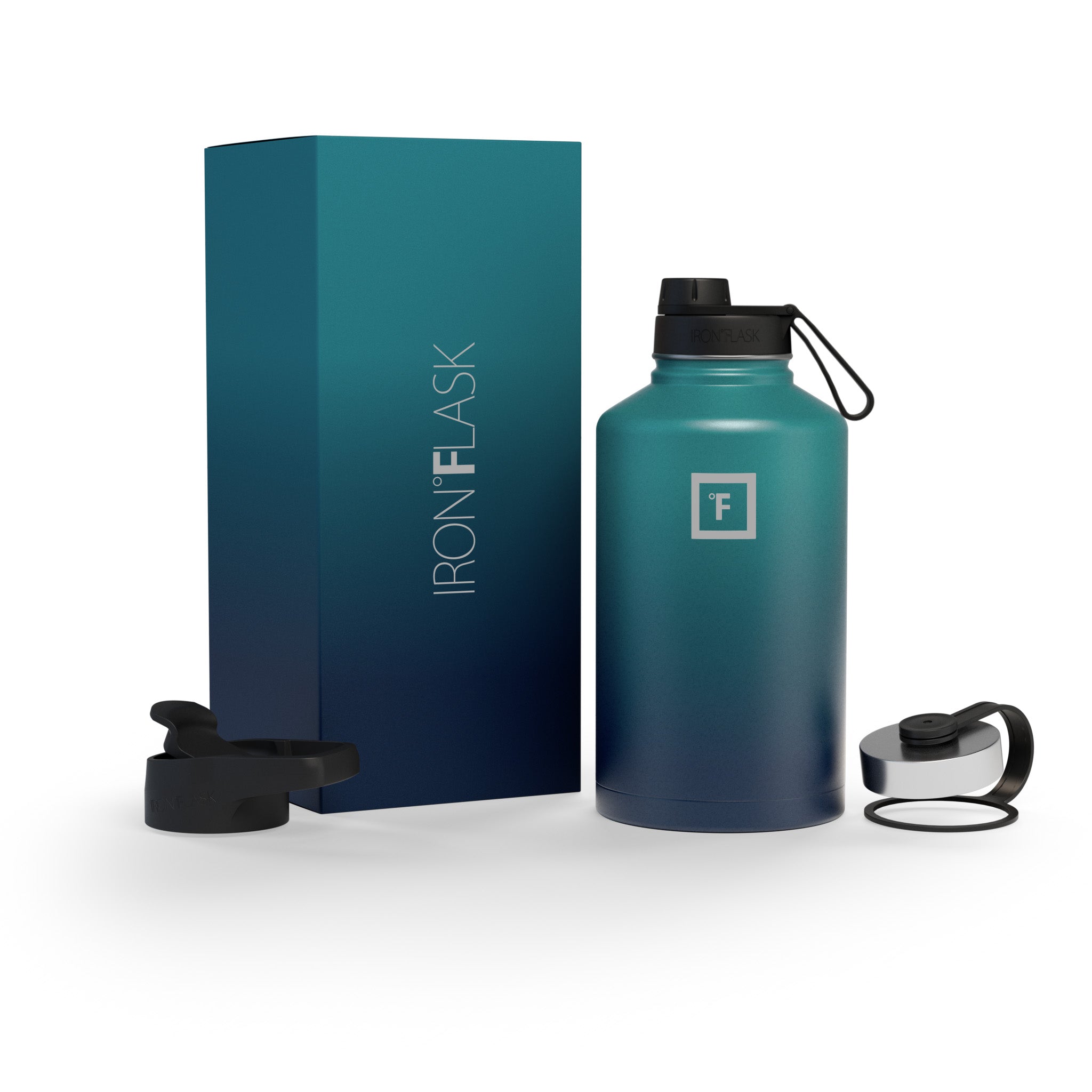 64 Oz Wide Mouth Water Bottle with Spout Lid - Leakproof Stainless Steel Insulated Water Bottle for Gym, Hiking & Outdoor Activities