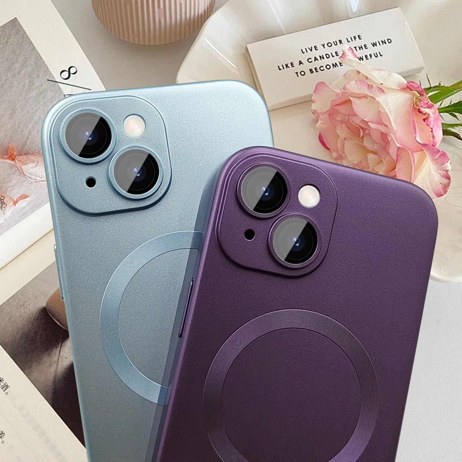 Premium Magnetic Case for iPhone 13 - Matte Luxury Soft Metallic Finish with Camera Lens Protector | Magsafe Compatible iPhone 13 6.1