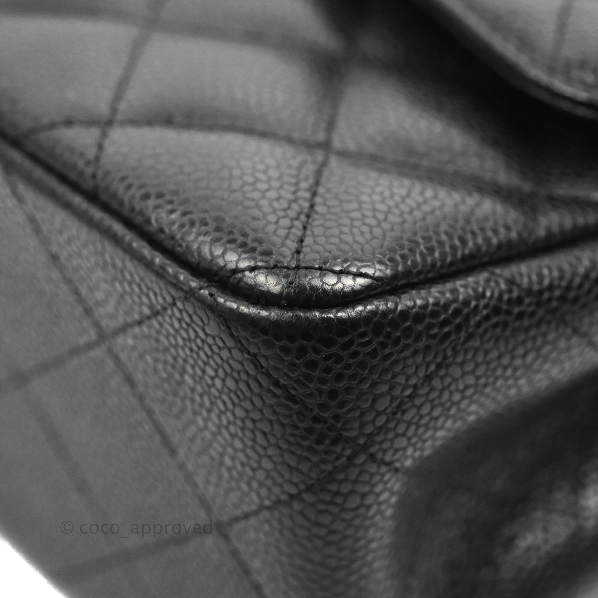 Chanel Classic Jumbo Double Flap Bag in Black Caviar Leather with Silver Hardware - Luxury Designer Handbag for Women, Perfect for Work, Evening Events & Special Occasions