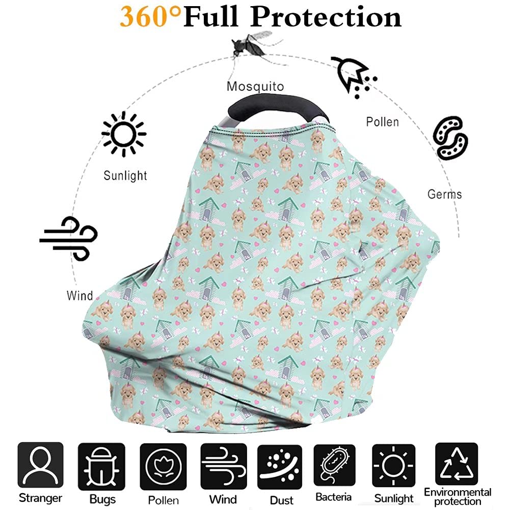 Pink Blossom Floral Print Baby Car Seat Cover - Stretchy Breathable Infant Car Seat Canopy & Nursing Cover for Stroller, Shopping Cart, High Chair - Perfect for Breastfeeding, Outings & Travel