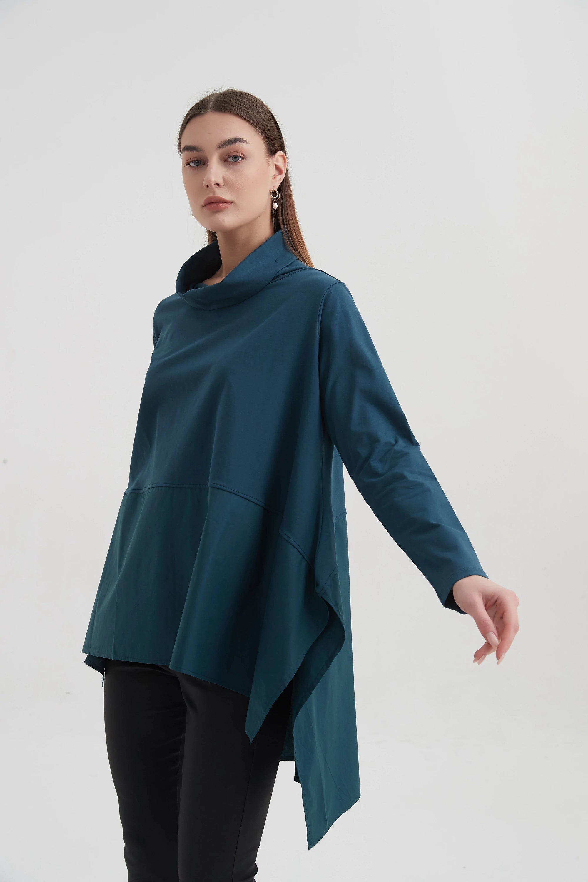 Elegant Cowl Neck Ava Top in Teal - Women's Fashion Blouse for Casual Wear, Office & Date Nights