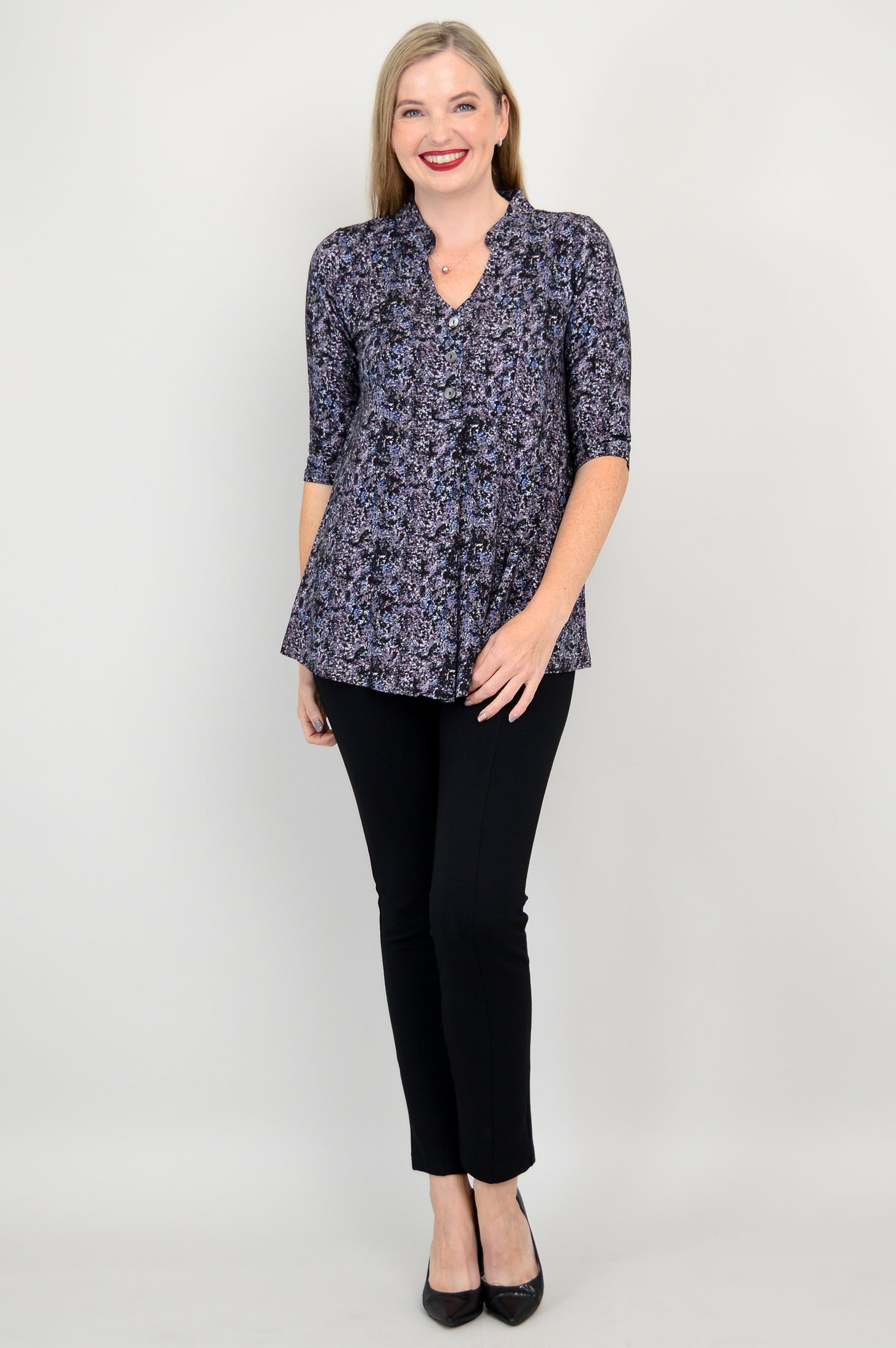 Edwina Top - Blue Space Bamboo Fabric Women's Blouse | Eco-Friendly & Breathable | Perfect for Casual Wear, Office & Summer Outfits