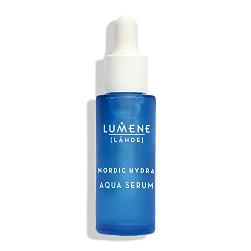 Lumene Nordic Hydra Arctic Dew Quenching Aqua Face Serum - Hydrating Facial Serum with Arctic Spring Water, Nordic Red Algae & Hyaluronic Acid for Dry Skin - 1 fl oz | Moisturizing Serum for Day & Night Use, Perfect for Winter Skincare Routine