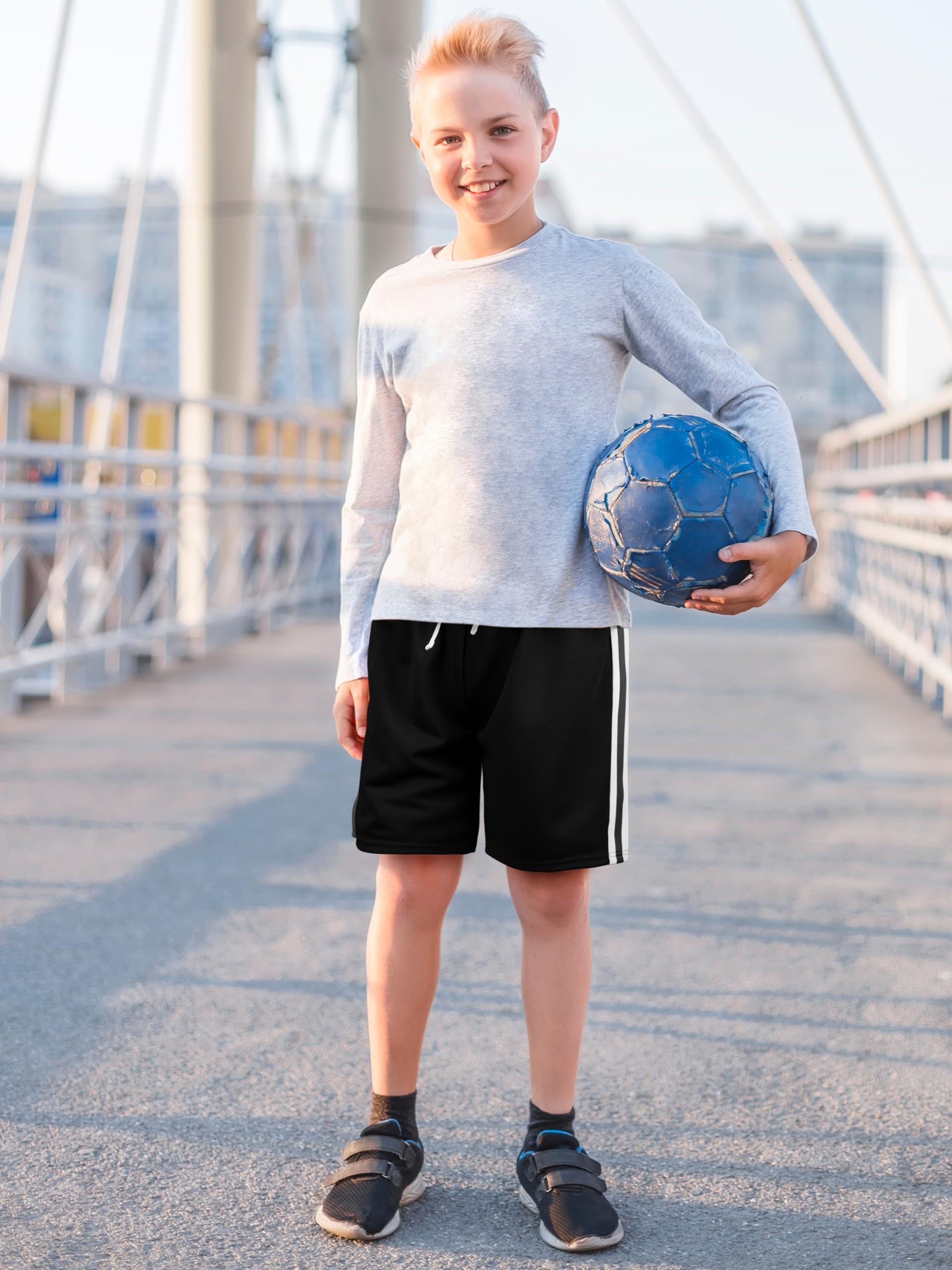 5 Pack Boys Athletic Shorts - Quick Dry Basketball & Soccer Shorts for Kids - Mesh Running Gym Shorts with Comfort Fit - Perfect for Sports, Play & Outdoor Activities