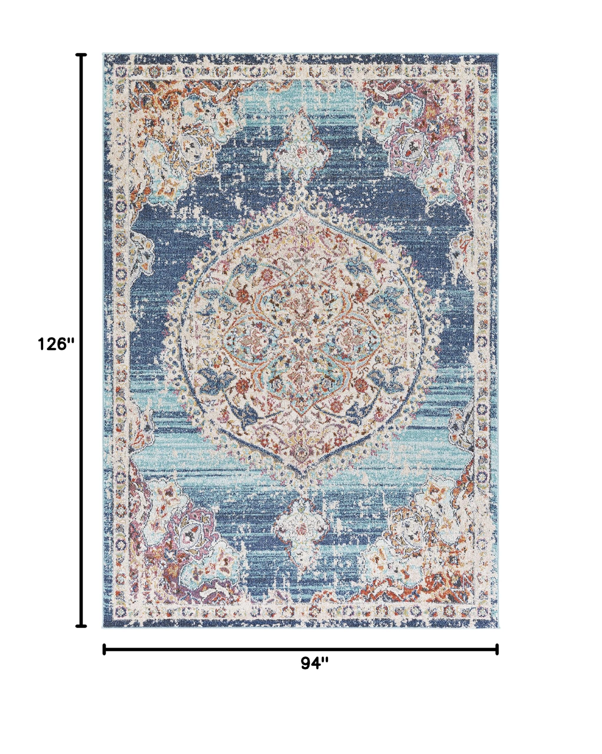 Mark&Day 8x10 Kreel Traditional Navy Area Rug - Blue Purple Grey Handmade Carpet for Living Room, Bedroom, Kitchen | Soft Non-Slip Floor Mat for Home Decor, Dining Area & Office (7'10