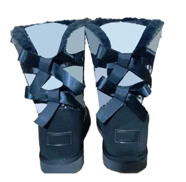 Women's Winter Snow Boots with 2 Decorative Bows - Waterproof & Warm for Cold Weather - Perfect for Snowy Days, Hiking, and Outdoor Adventures
