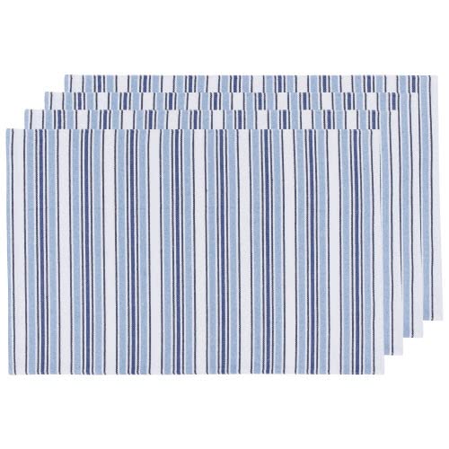 Premium Set of 4 Striped Cotton Placemats - Waterproof & Heat Resistant Table Mats for Dining, Kitchen, and Party Decor - Elegant Home Table Setting Accessories