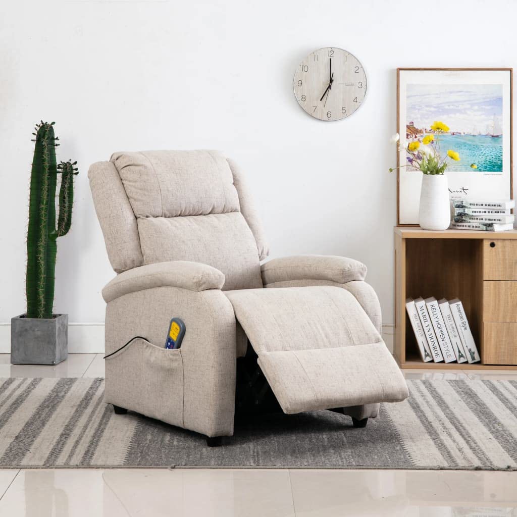 CHARMMA 322463 Massage Recliner Chair with Cream Fabric - 26.5KG for Home & Office Relaxation (AU/US Shipping Only)