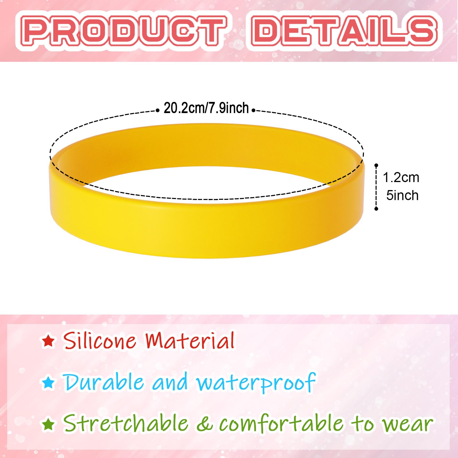 60 Pack Yellow Rubber Bracelets - Unisex Sports Wristbands for Teams, Parties & Fashion Accessories - Perfect for Team Events, Fundraisers, and Wrist Decorations