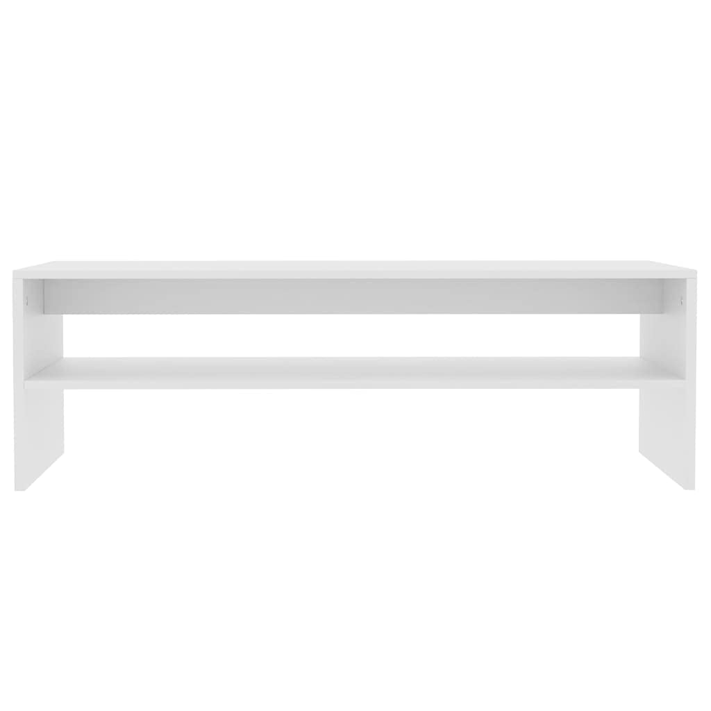 Modern White Coffee Table with Shelf - 39.4