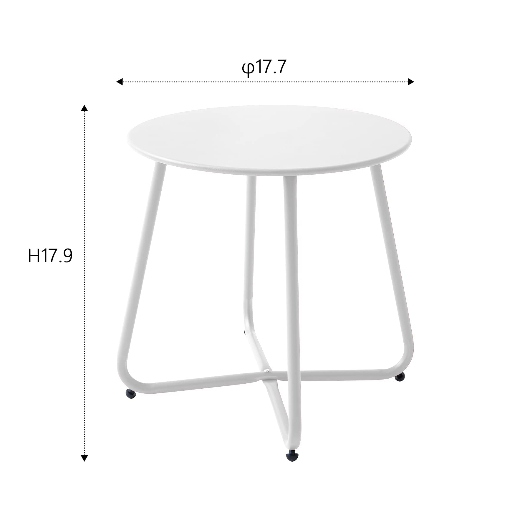 Waterproof Round Metal Side Table - Weather Resistant Outdoor & Indoor End Table for Patio, Garden, Balcony, Yard | Portable Small Steel Coffee Table for Relaxing, Entertaining & Decor (White)