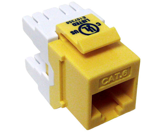CAT6 MIG+ RJ45 Keystone Jack - Unshielded High-Density Ethernet Connector for Home & Office Networking - Yellow