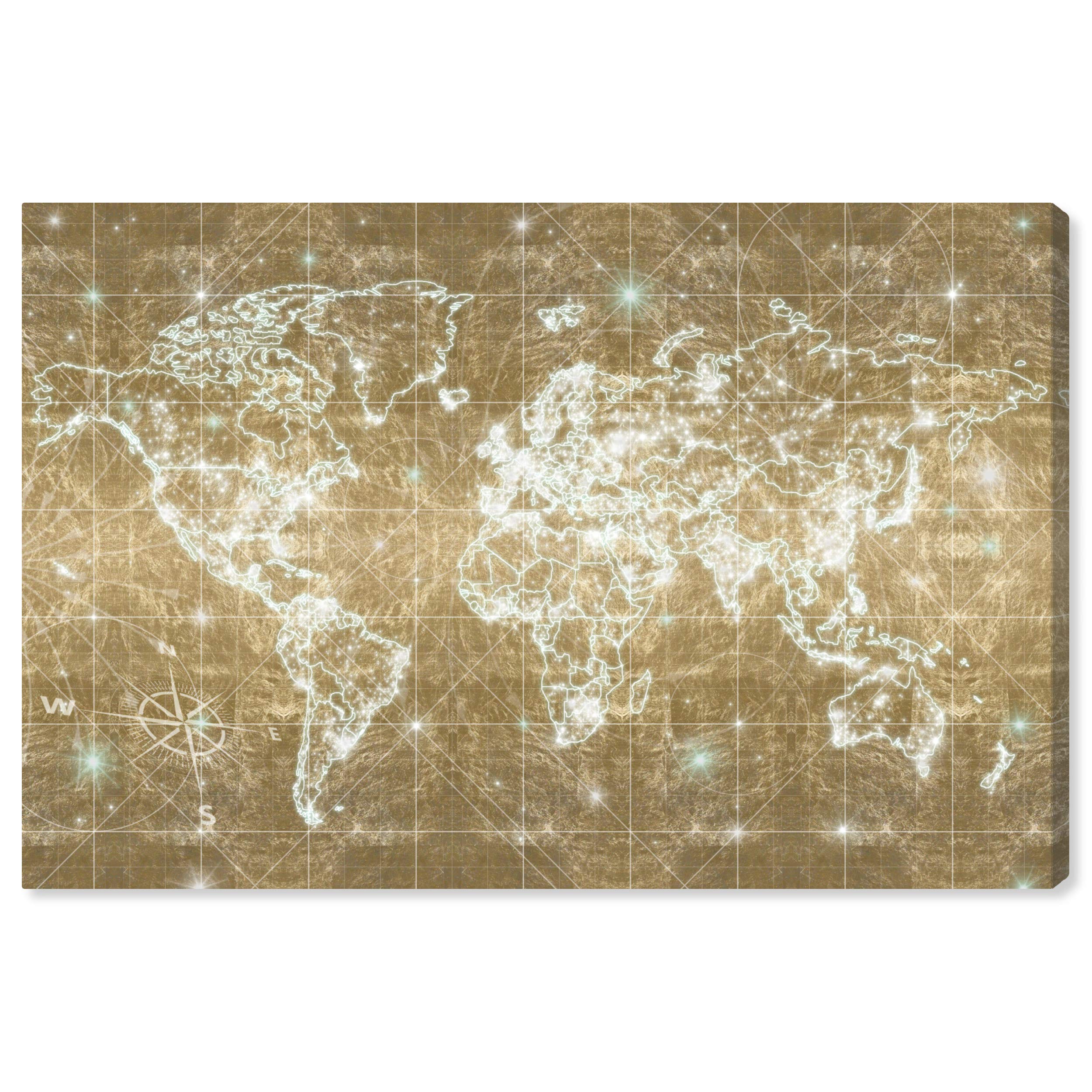 Oliver Gal Artist Co. World Map Wall Art Canvas Print - Galaxy Themed Home Decor, 30