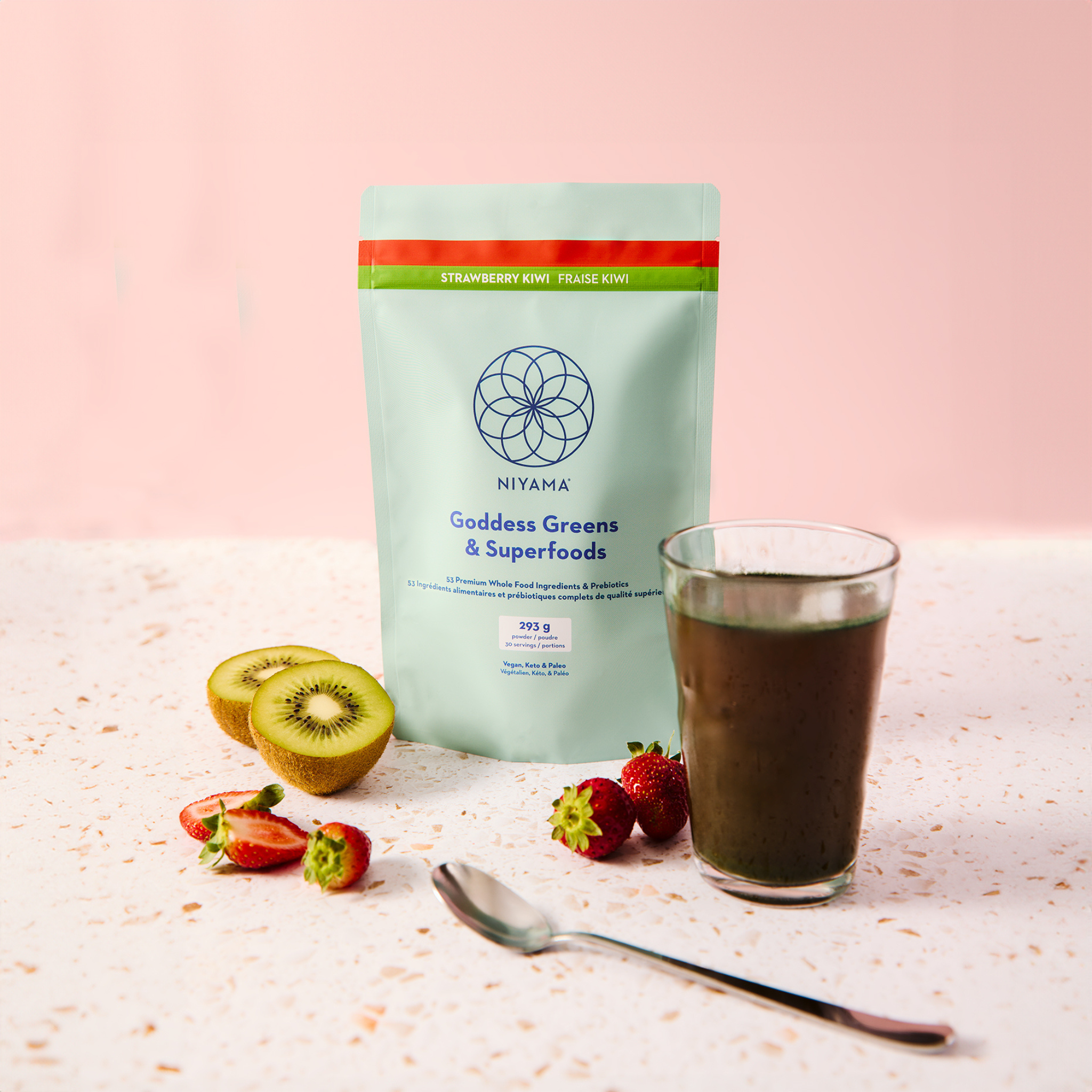 Organic Goddess Greens & Superfoods Powder - Strawberry Kiwi Flavor | Antioxidant Rich Superfood Blend for Smoothies, Juices & Healthy Drinks | Vegan, Gluten-Free & Non-GMO | Perfect for Post-Workout Recovery & Daily Wellness