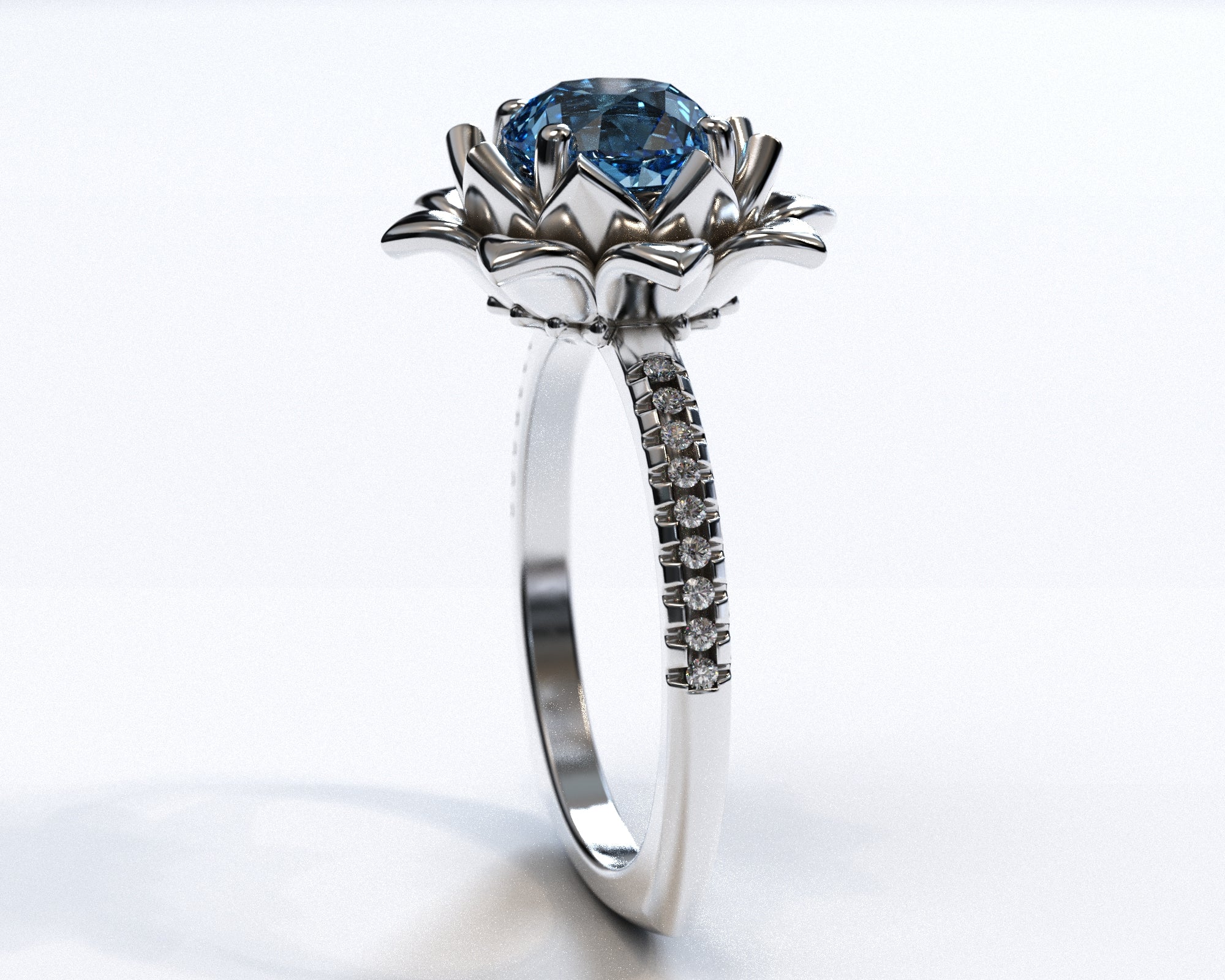Exquisite Floral Blue Topaz Engagement Ring with Leaf Accents - Perfect for Proposals, Anniversaries & Romantic Occasions