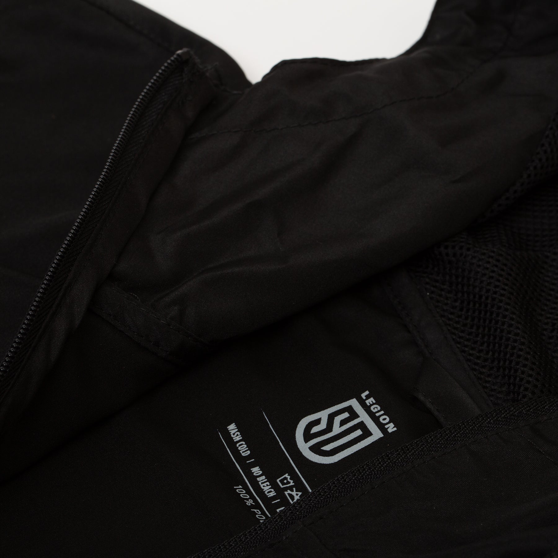 SD LEGION Camo Black Windbreaker Jacket - Lightweight Water-Resistant Outdoor Hoodie for Hiking, Camping & Military Use
