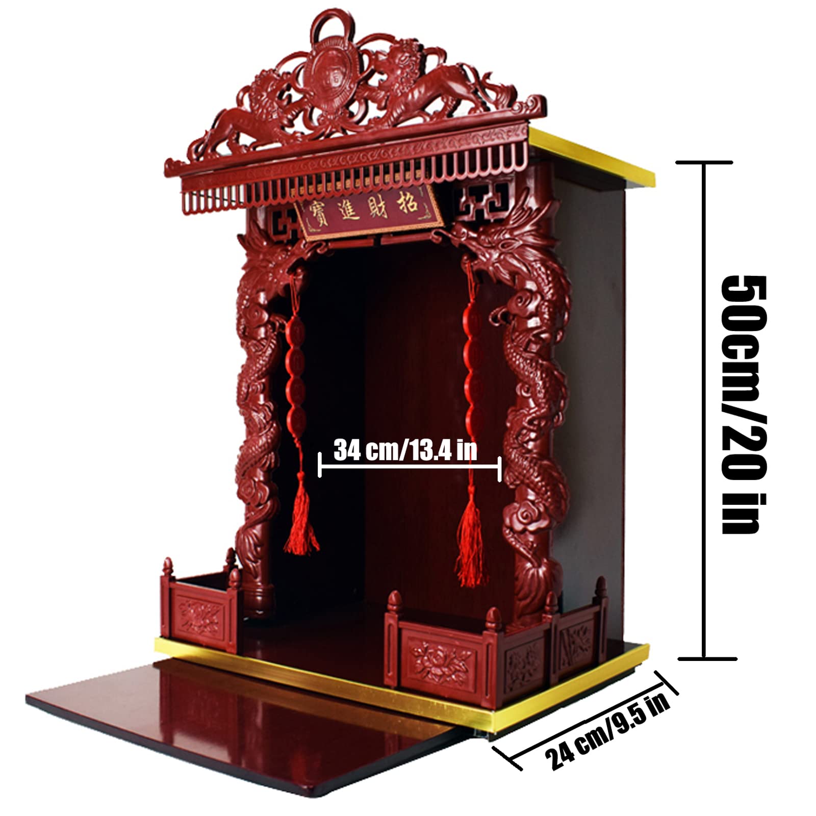 Mini Altar Stand - Red 20 Inch Buddhist Table Decor for Ramadan, Prayer, Meditation & Home Shrine Display