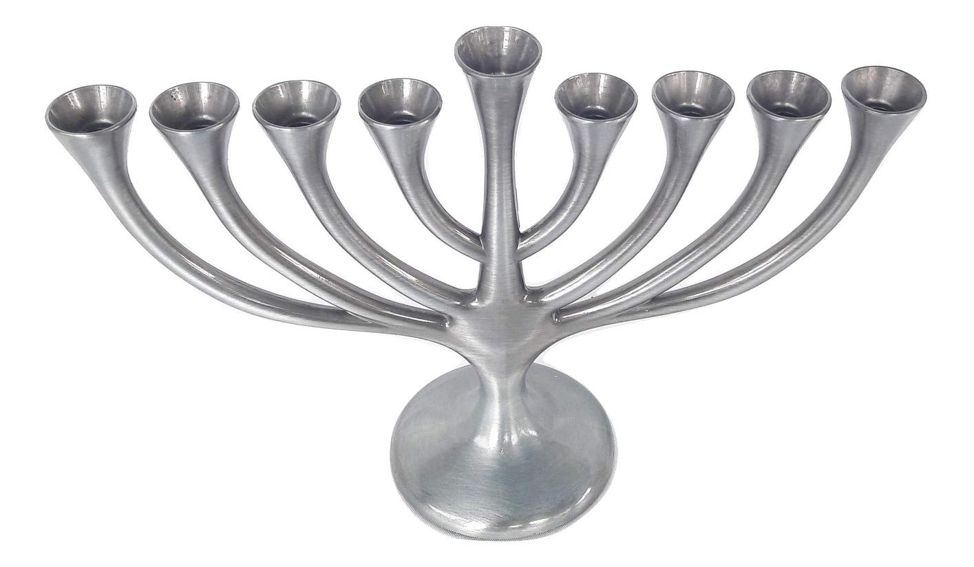 Handcrafted Metal Gray Menorah with Star of David - 6 Inch Jewish Hanukkah Candle Holder with 44 Candles - Perfect for Hanukkah Celebrations, Home Decor & Jewish Gift Giving