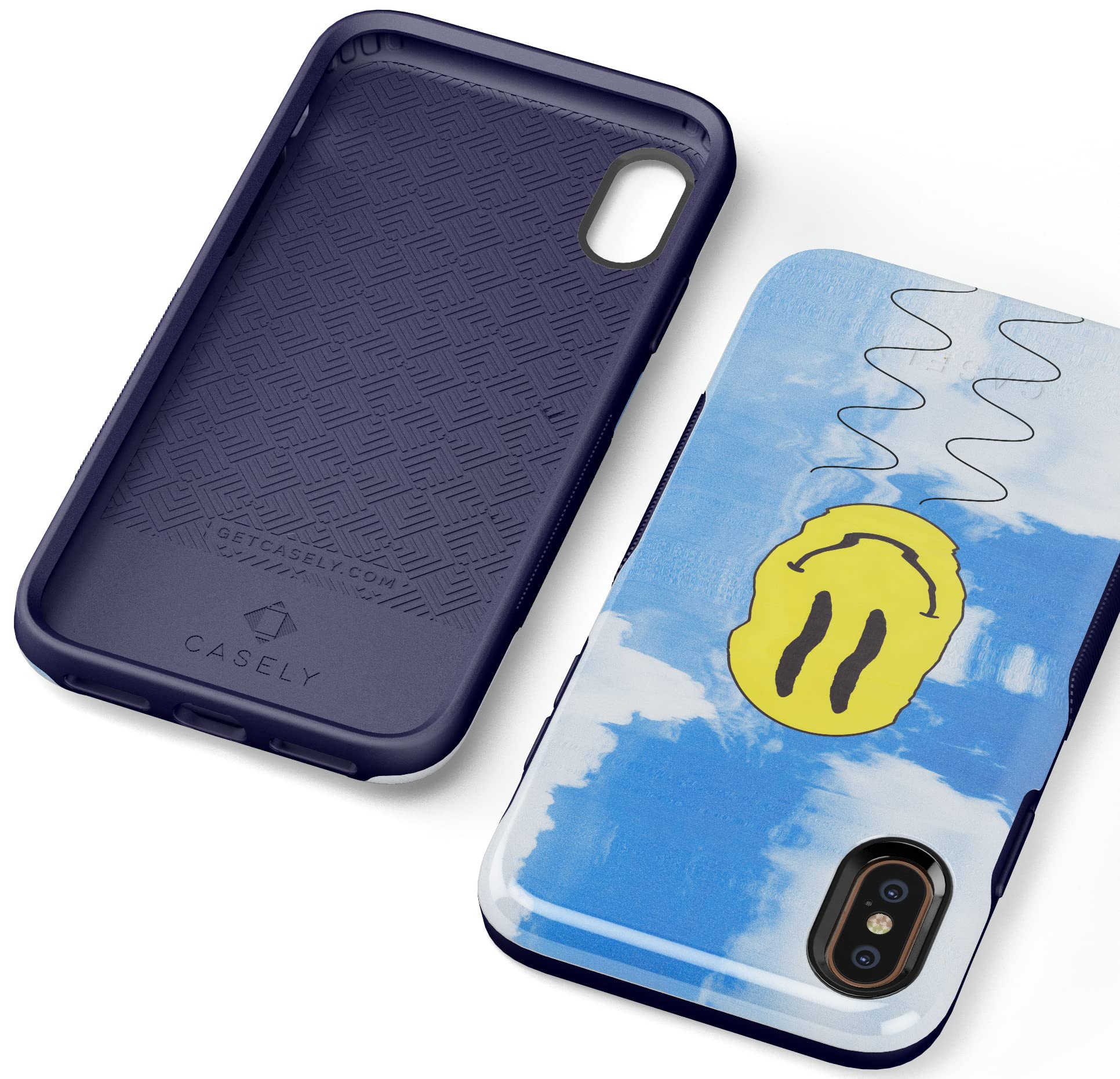 Casely iPhone X/XS Case - Glitch Smiley Face Design with Shockproof Protection | Trendy Aesthetic Phone Cover for Women & Men | Perfect for Daily Use, Travel & Social Media Enthusiasts