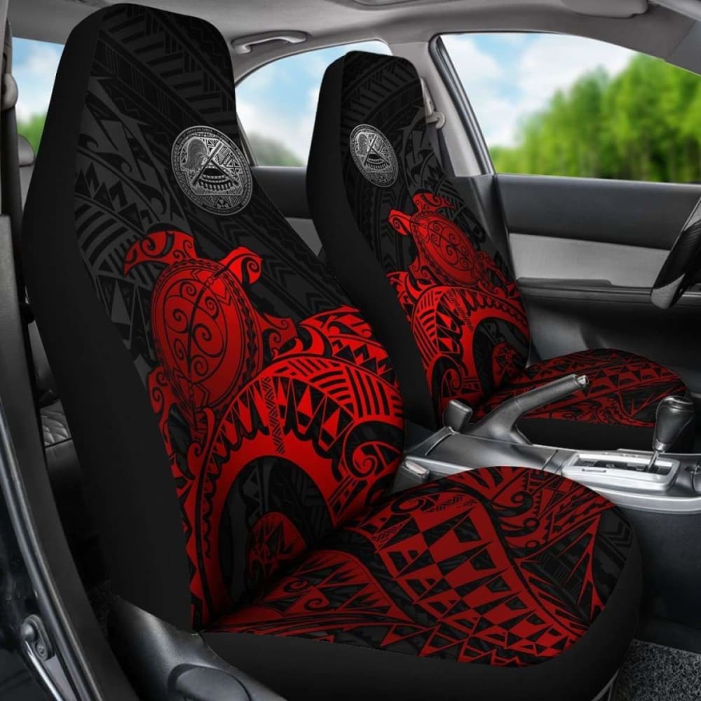 Premium American Samoa Car Seat Covers with Seal Turtle Design (Red) - Durable, Comfortable & Stylish - Perfect for Cars, Trucks & SUVs - Great Gift for Turtle Lovers & Eco-Conscious Drivers