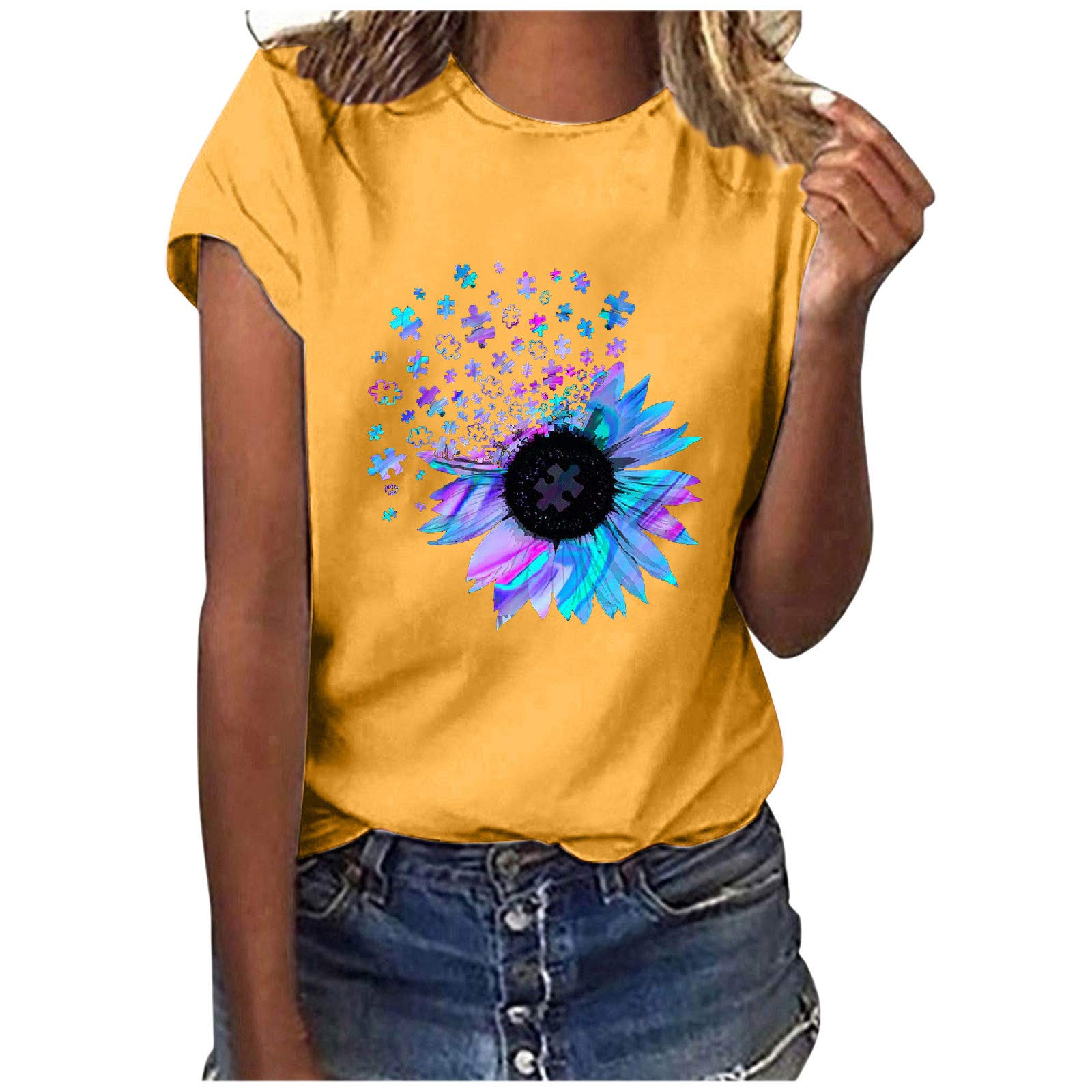 Women's Sunflower Graphic Tee - Plus Size Faith-Inspired Casual T-Shirt for Everyday Wear | Perfect for Church, Outings & Relaxing